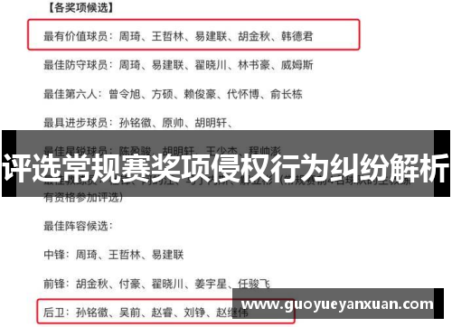 评选常规赛奖项侵权行为纠纷解析